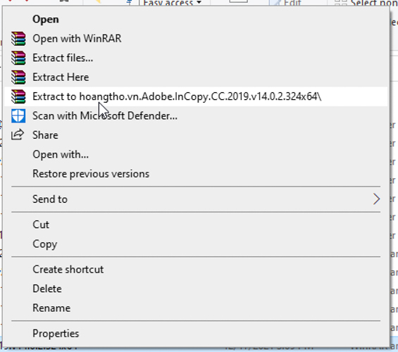 Giải nén file Adobe InCopy CC 2019