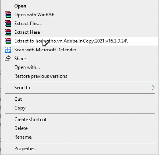 Giải nén file Adobe InCopy CC 2021