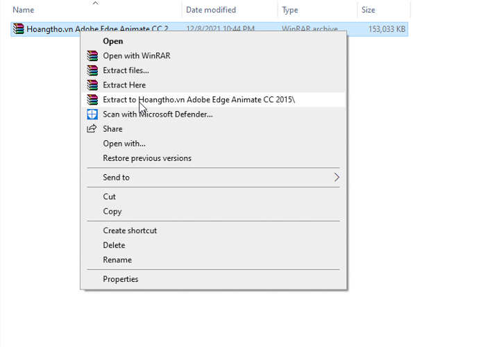 Giải nén file Adobe Animate 2015 vừa tải về