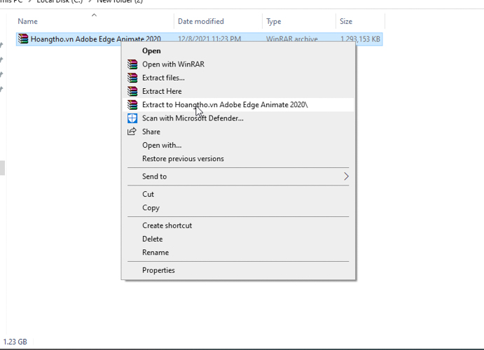 Giải nén file Adobe Animate CC 2020