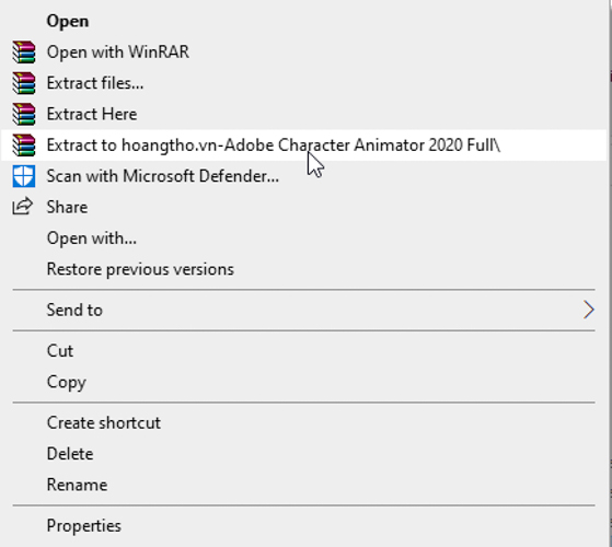 Giải nén Adobe Character Animator CC 2020