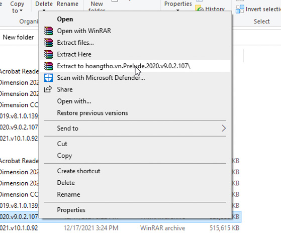 Giải nén file Adobe Prelude CC 2020