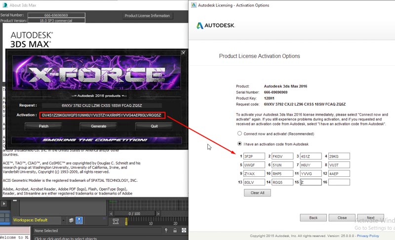 Copy mã Activate và dán như hình sau đó chọn next
