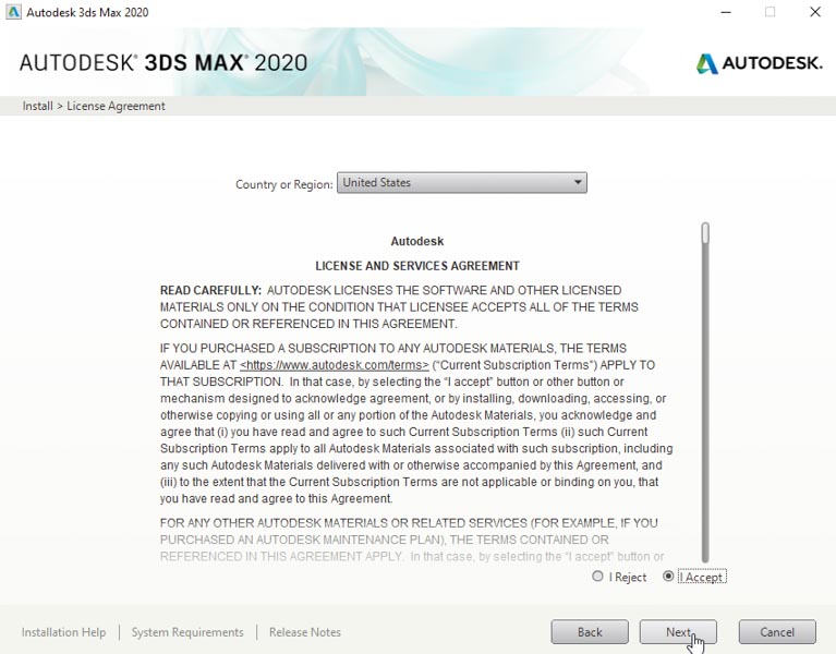 Tích vào I Accept rồi chọn Next