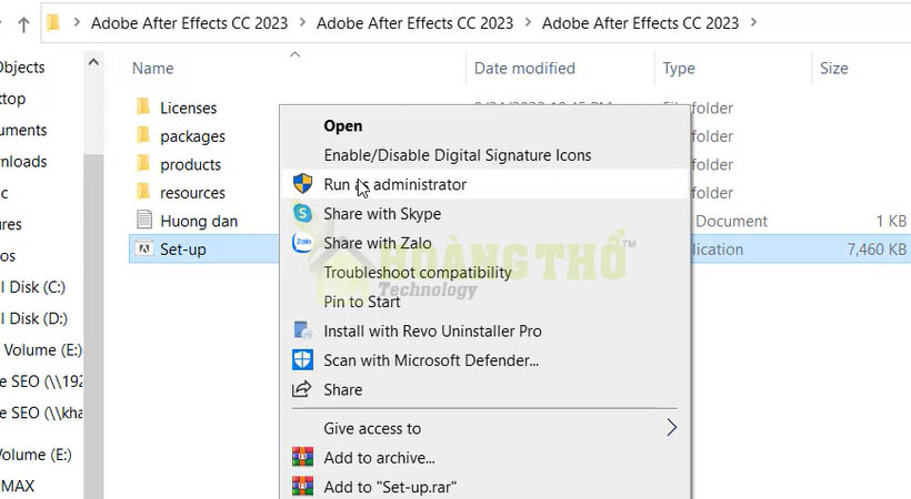 Chạy file Setup After Effects 2023