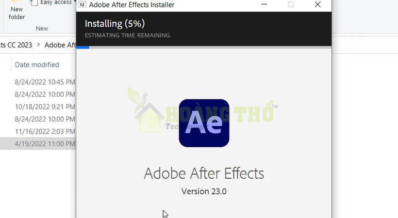 Đợi cài đặt After Effects 2023