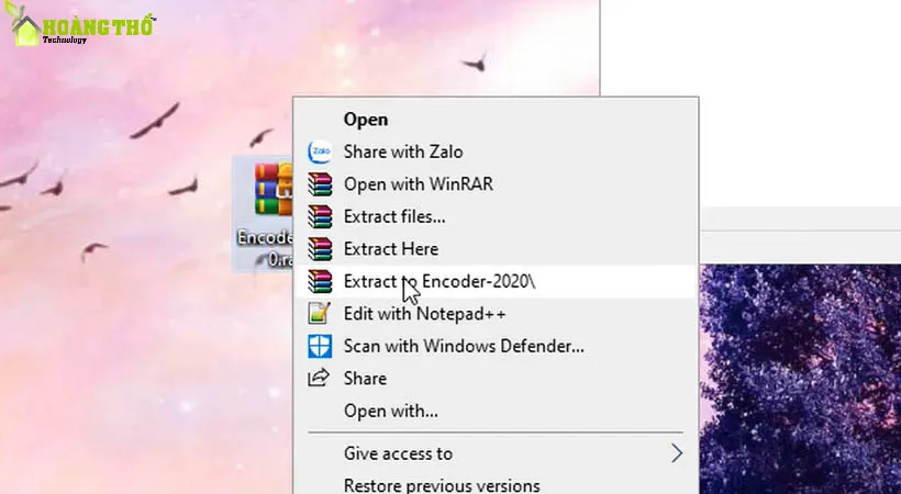 Giải nén file vừa mới tải Encoder 2020