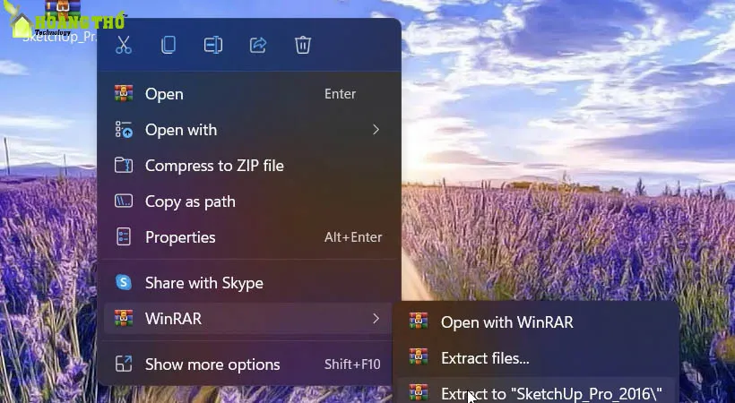 Giải nén file vừa mới tải Sketchup 2016.
