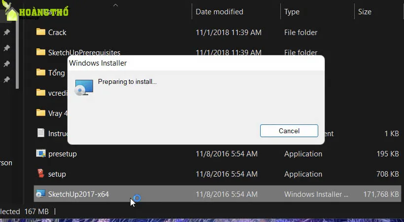Khởi chạy file Setup vừa mới tải Sketchup 2017