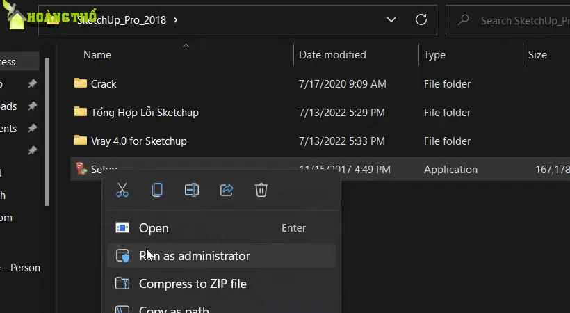 Khởi chạy file Setup vừa mới tải Sketchup 2018