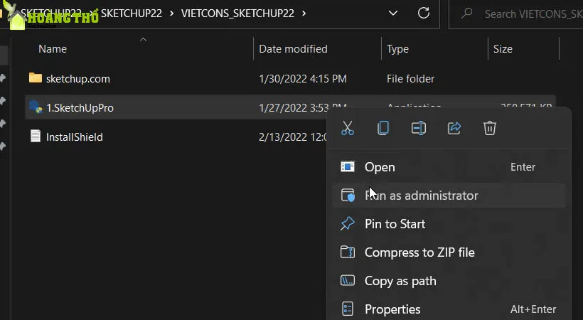 Khởi chạy file Setup vừa mới tải Sketchup 2022.