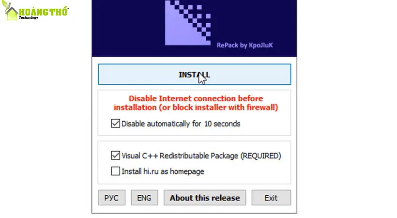 Chọn Install