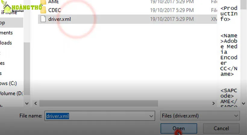 Mở file driver.xml.