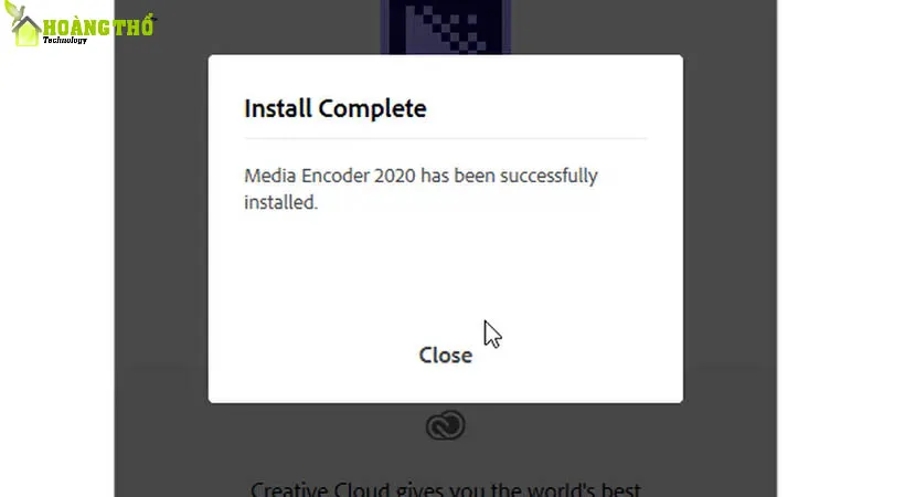 Nhấn Close để hoàn tất cài đặt sau khi tải Encoder 2020