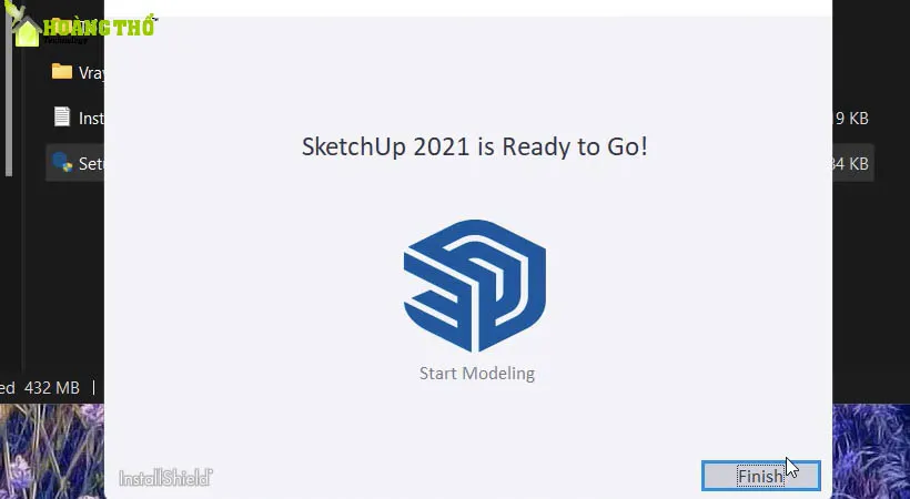 Nhấn Finish để hoàn tất cài đặt sau khi tải Sketchup 2021