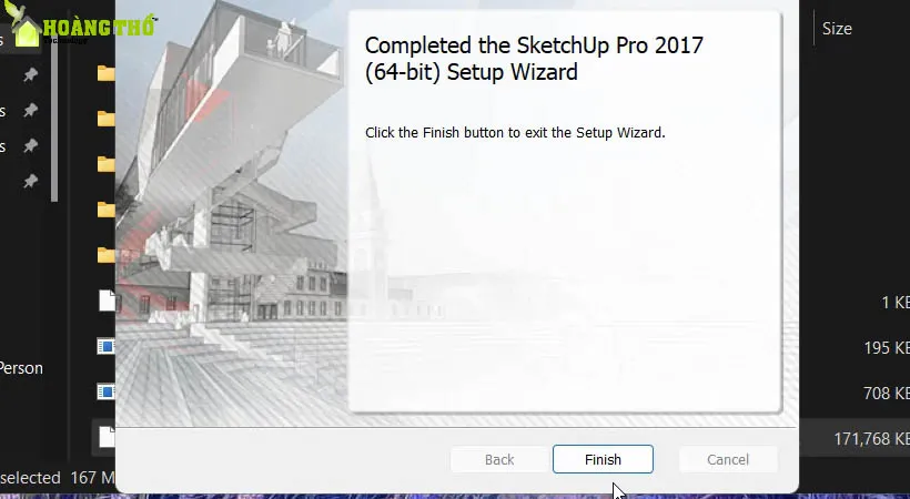 Nhấn Finish để hoàn tất tải Sketchup 2017