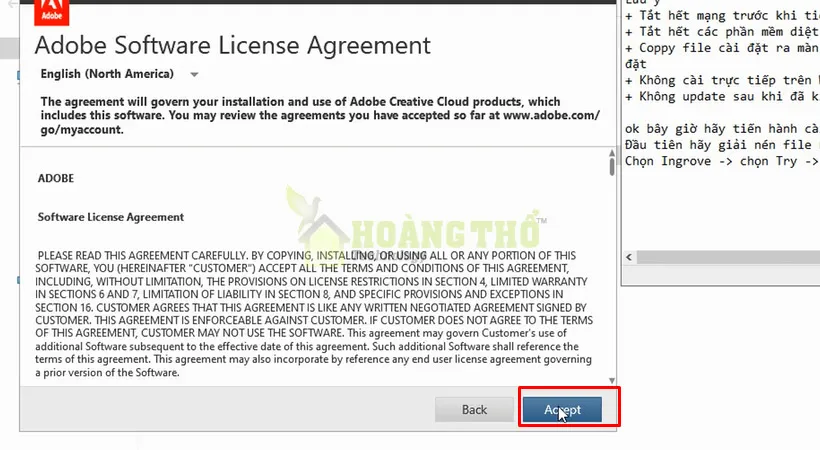 Tiến hành chọn Accept.