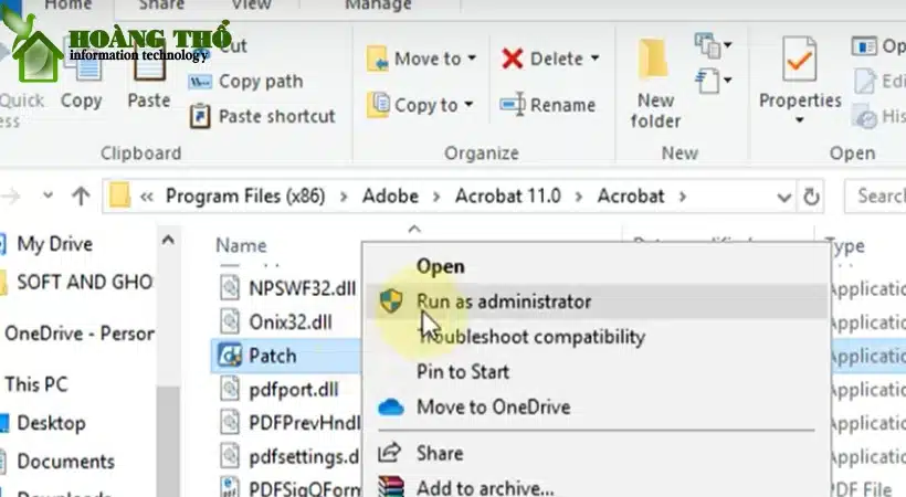 Chạy file Patch vừa mới Paste dưới quyền Admin